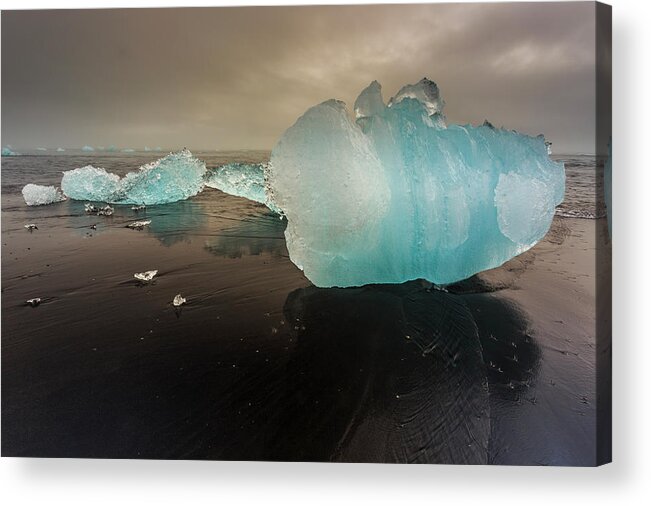 Tranquility Acrylic Print featuring the photograph Icebergs On The Beach - Iceland by Gavriel Jecan