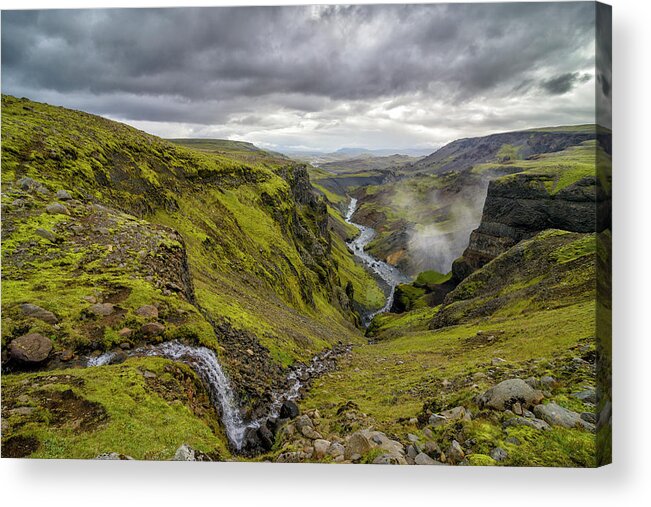 Animals In The Wild Acrylic Print featuring the photograph Iceland Canyon With The Fossa River by Sjo