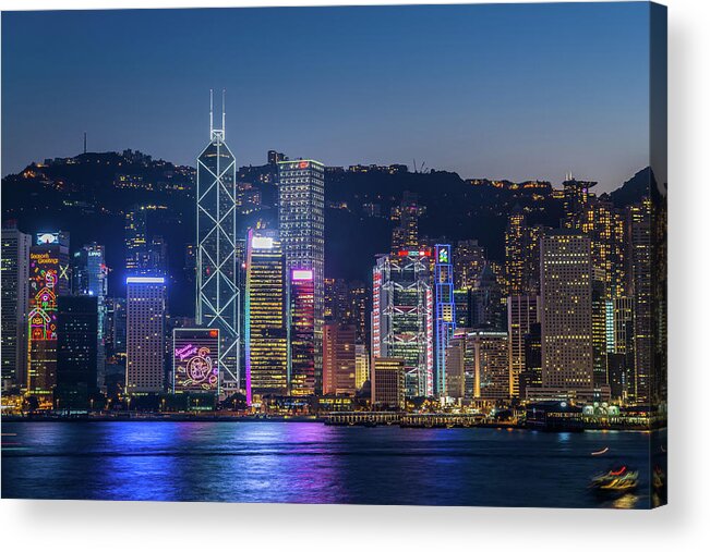 Financial District Acrylic Print featuring the photograph Iconic View Of Hong Kong by Wilfred Y Wong
