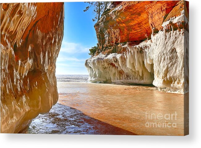 Cave Acrylic Print featuring the photograph Icy Exit by Bryan Benson