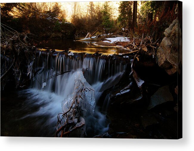 Colorado Acrylic Print featuring the photograph Icy Logjam by Jeremy Rhoades