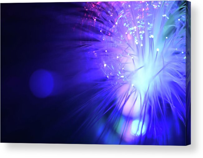 Technology Acrylic Print featuring the photograph Illuminated Defocused Fishing Lines by Gm Stock Films