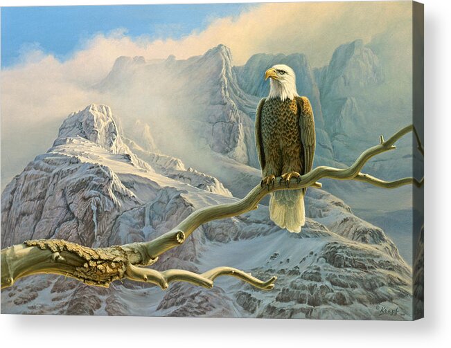 Wildlife Acrylic Print featuring the painting In the High Country-Eagle by Paul Krapf