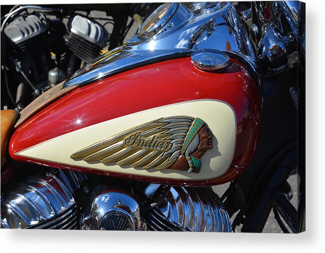 Bike Acrylic Print featuring the photograph Indian Motorcycle Gas Tank by Mike Martin