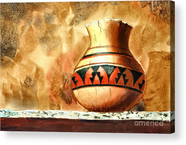 Art Acrylic Print featuring the painting Indian Pot by Pattie Calfy