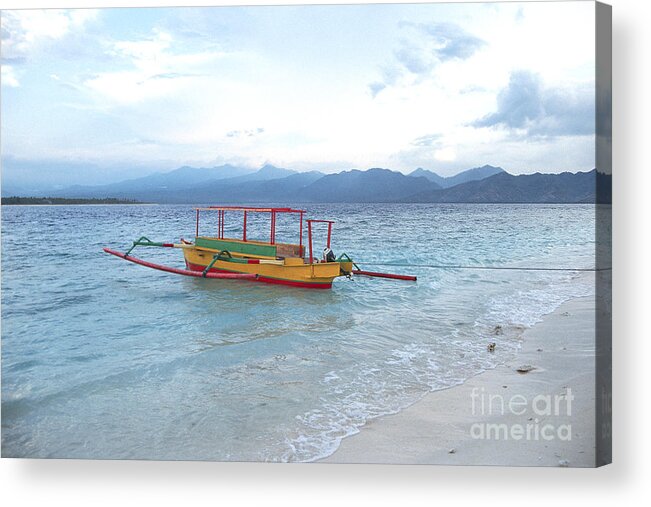 Indonesia Acrylic Print featuring the photograph Indonesia beach photograph - Indonesian Boat on Beach by Sharon Hudson