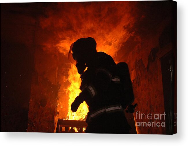 Firefighter Acrylic Print featuring the photograph Inferno by Steven Townsend