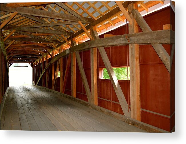 Amish Acrylic Print featuring the photograph Inside a Covered Bridge by Tana Reiff