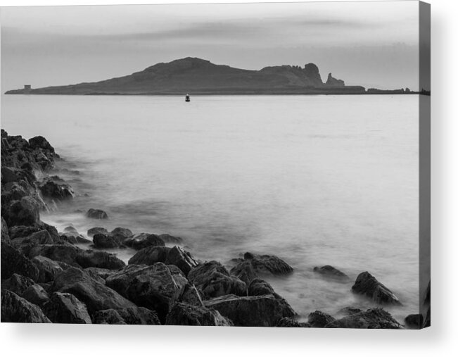 Black Acrylic Print featuring the photograph Ireland's Eye in Black and White by Semmick Photo
