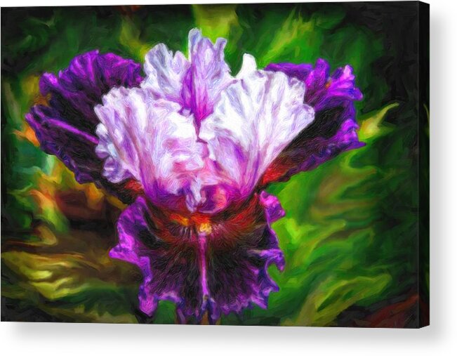 Painting Acrylic Print featuring the digital art Iridescent Iris by Lilia D