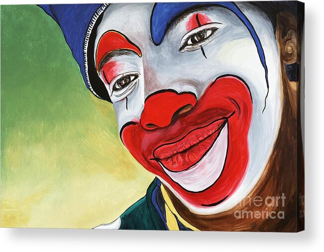 Clown Acrylic Print featuring the painting Jason The Clown by Patty Vicknair