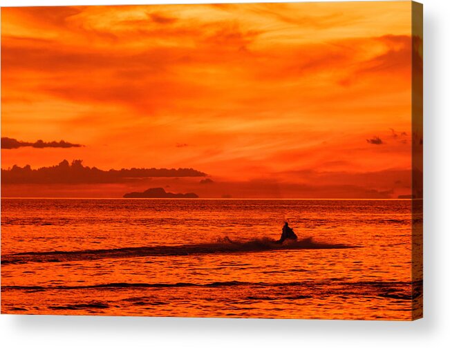 Asia Acrylic Print featuring the photograph Jetski ride into the sunset by Colin Utz