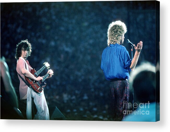 Jimmy Page Acrylic Print featuring the painting Jimmy Page and Robert Plant by Wernher Krutein