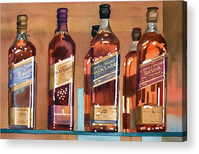 Johnnie Acrylic Print featuring the painting Johnnie Walker by Mary Helmreich