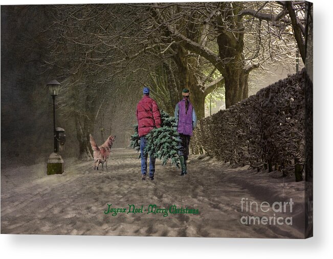 Christmas_tree Acrylic Print featuring the digital art Joyeux Noel - Merry Christmas by Lianne Schneider