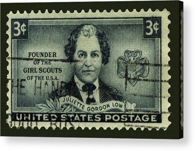 Girl Scouts Acrylic Print featuring the photograph Girl Scouts Founder Juliette Gordon Low Postage Stamp by Phil Cardamone