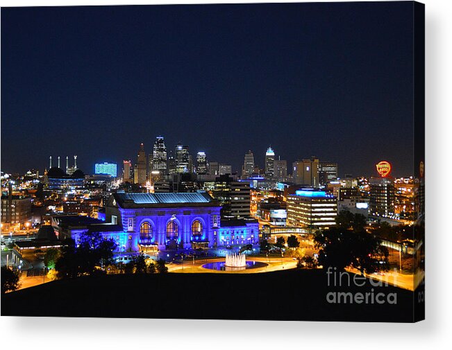 Union Station Acrylic Print featuring the photograph Kansas City Union Station in Blue by Catherine Sherman