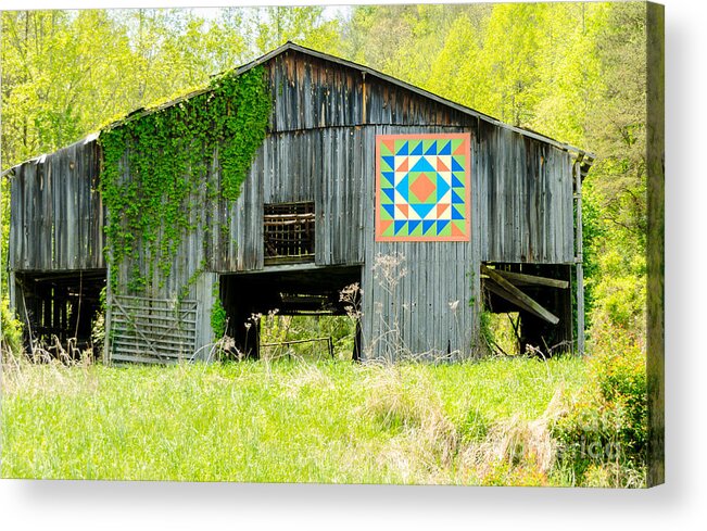 Architecture Acrylic Print featuring the photograph Kentucky Barn Quilt - Thunder and Lightening by Mary Carol Story
