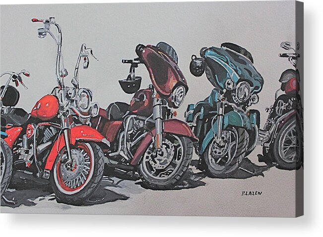 Motorcycles Acrylic Print featuring the painting Kickstand by Patricio Lazen