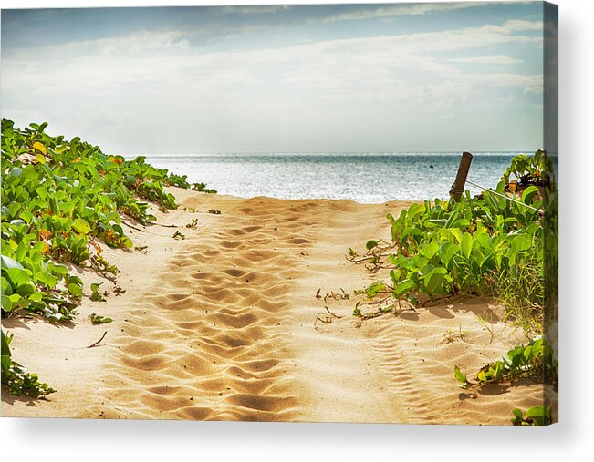 Theresa Tahara Acrylic Print featuring the photograph Kihei Maui Beach Path by Theresa Tahara