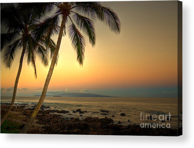 Kihei Acrylic Print featuring the photograph Kihei Palm Sunrise by Kelly Wade