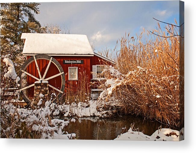 Winter Acrylic Print featuring the photograph Kimberton Mill after snow by Michael Porchik