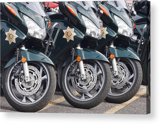 King County Police Motorcyle Acrylic Print featuring the photograph King County Police Motorcycle by Wes and Dotty Weber