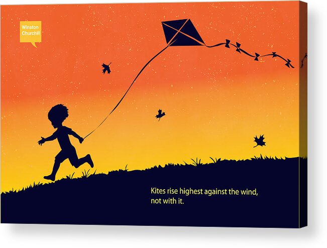 Minimalist Quote Acrylic Print featuring the painting Kite Flier by Sassan Filsoof