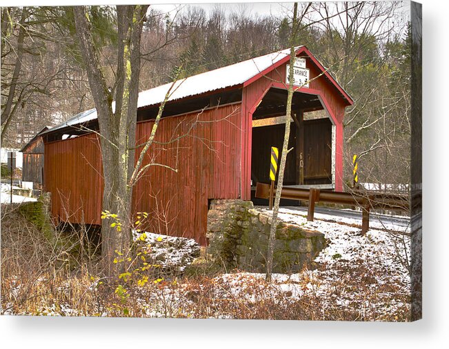 Red Covered Bridge Acrylic Print featuring the photograph Krickbaum Bridge by Jeff Kurtz