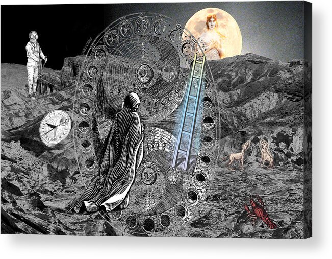 Tarot Acrylic Print featuring the digital art La Luna by Lisa Yount