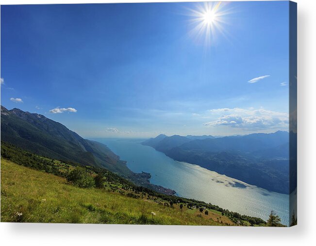 Non-urban Scene Acrylic Print featuring the photograph Lake Garda Seen From Monte Baldo, Italy by Flavio Vallenari