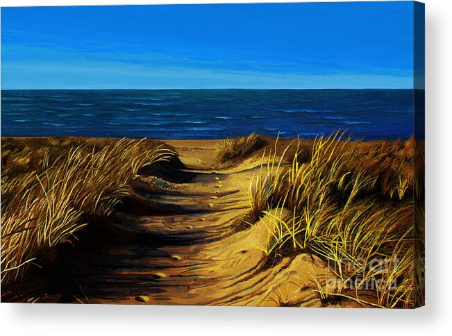 Lakefront Acrylic Print featuring the painting Lake Michigan Walk to Beach by Jackie Case