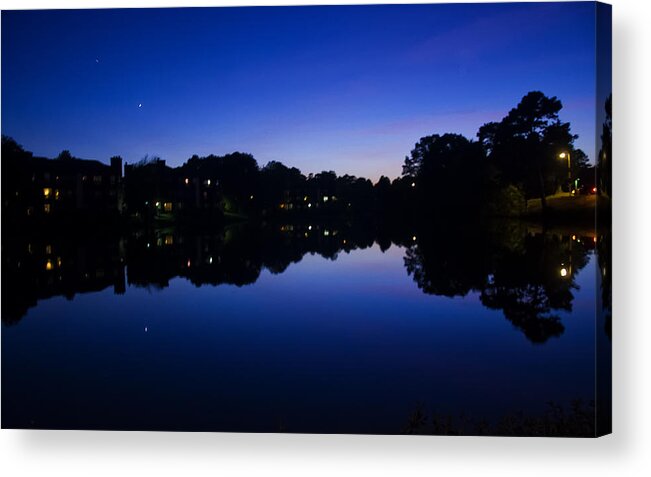 Dusk Image Acrylic Print featuring the photograph Lake Reflection At Dusk by Flees Photos