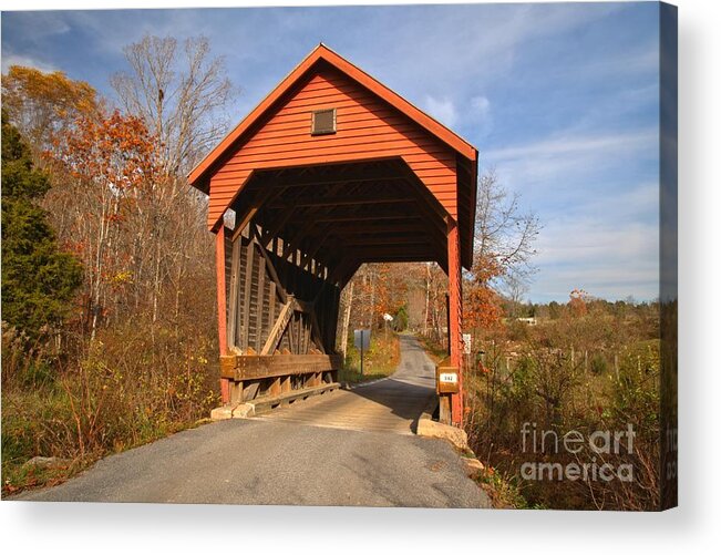 Laurel Creek Covered Bridge Acrylic Print featuring the photograph Laurel Creek Covered Bridge - West Virginia by Adam Jewell
