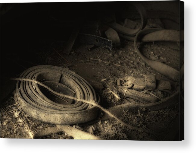 Leather Acrylic Print featuring the photograph Leather Strap Still Life by Tom Mc Nemar