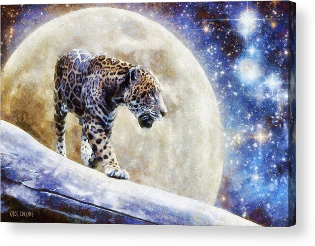 Leopard Acrylic Print featuring the painting Leopard Moon by Greg Collins