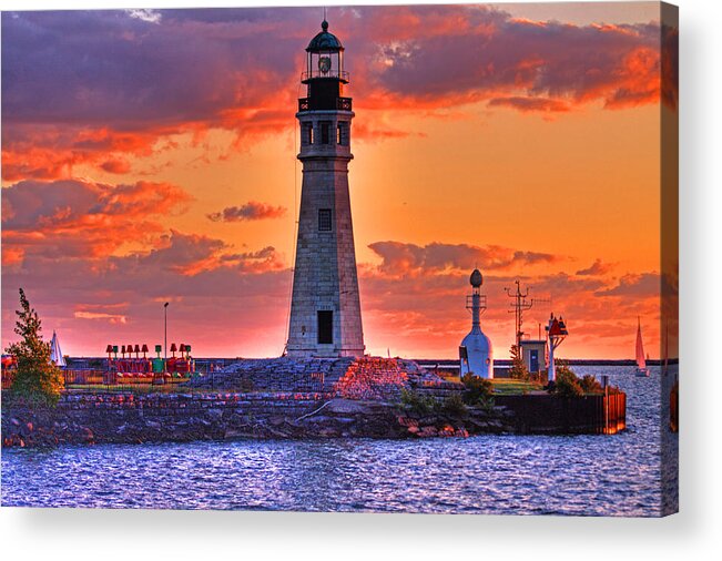 Lighthouse Acrylic Print featuring the photograph Lighthouse at Sunset by Don Nieman