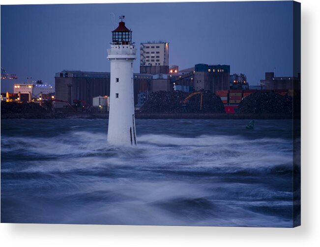 Lighthouse Acrylic Print featuring the photograph Lighthouse in the Storm by Spikey Mouse Photography