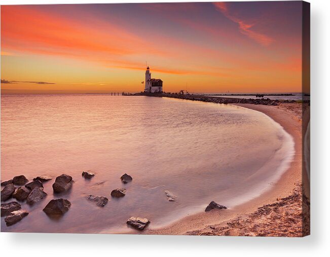 North Holland Acrylic Print featuring the photograph Lighthouse Of Marken In The Netherlands by Sara winter