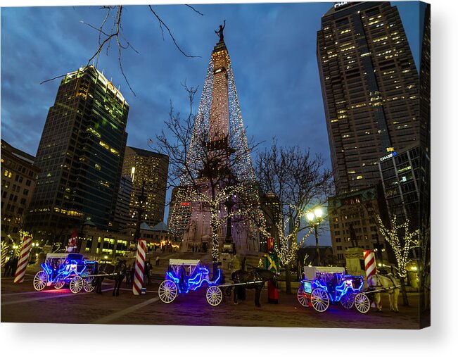Chase Tower Acrylic Print featuring the photograph Lights and Carriage Rides by Ron Pate