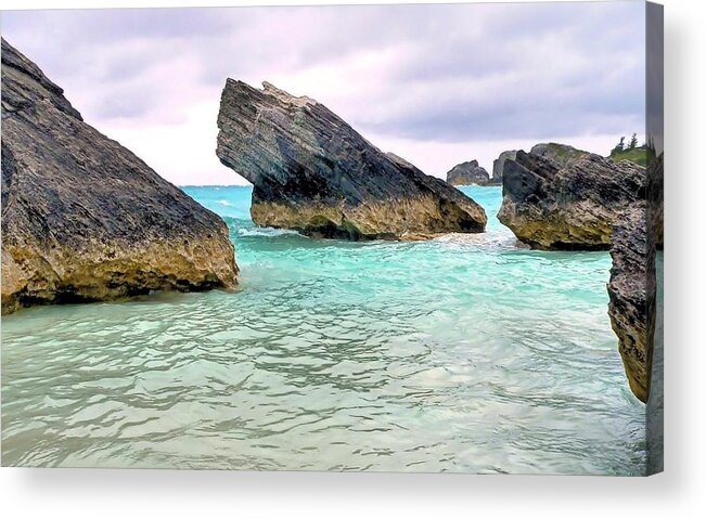 Limestone Acrylic Print featuring the photograph Limestone in Turquoise Waters by Janice Drew