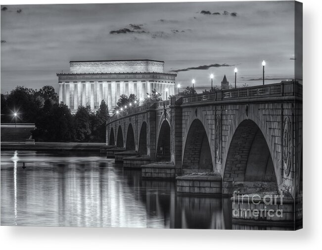 Clarence Holmes Acrylic Print featuring the photograph Lincoln Memorial and Arlington Memorial Bridge at Dawn II by Clarence Holmes