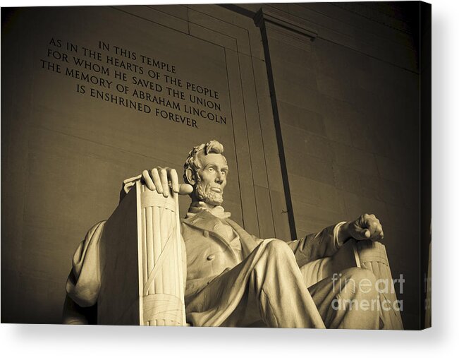 Abraham Lincoln Acrylic Print featuring the photograph Lincoln Statue in the Lincoln Memorial by Diane Diederich