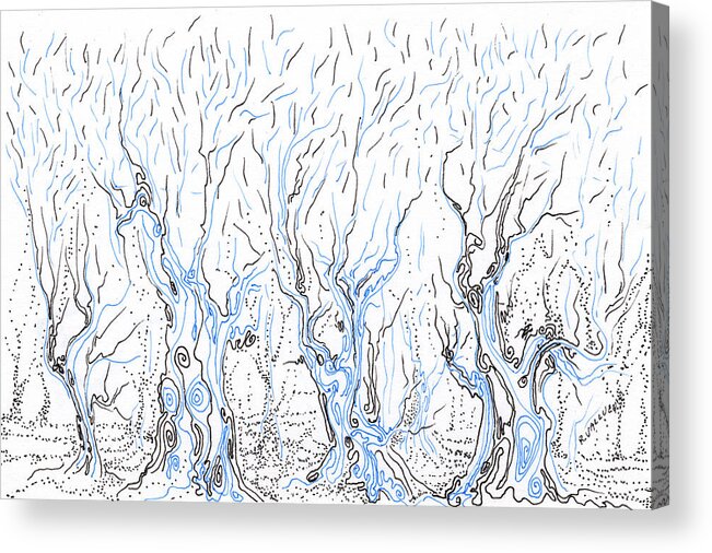  Abstract Acrylic Print featuring the drawing Line Forest by Regina Valluzzi