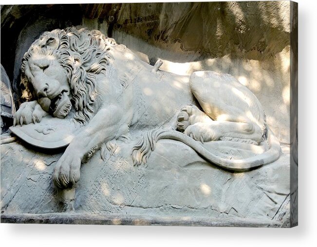 Europe Acrylic Print featuring the photograph Lion Monument in Lucerne Switzerland by Marilyn Burton