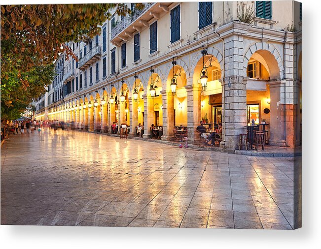 Liston Acrylic Print featuring the photograph Liston square of Corfu - Greece by Constantinos Iliopoulos