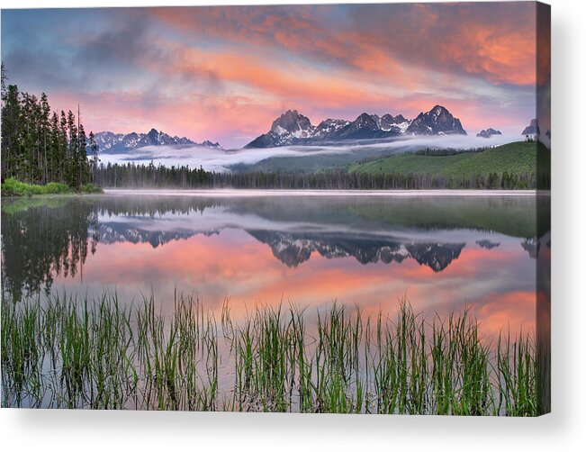 Scenics Acrylic Print featuring the photograph Little Redfish Lake, Sawtooth Mountains by Alan Majchrowicz