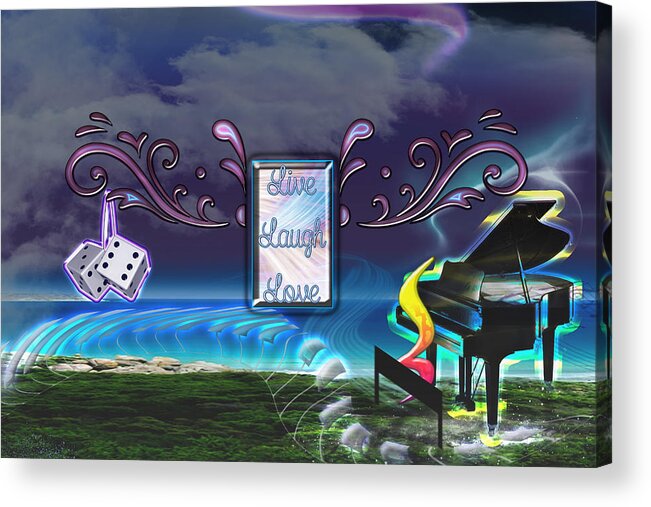 Digital Painting Acrylic Print featuring the digital art Live Laugh Love by Becca Buecher