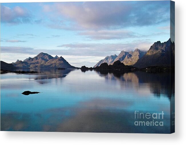 Seascape Acrylic Print featuring the photograph Lofoten Islands water world by Heiko Koehrer-Wagner