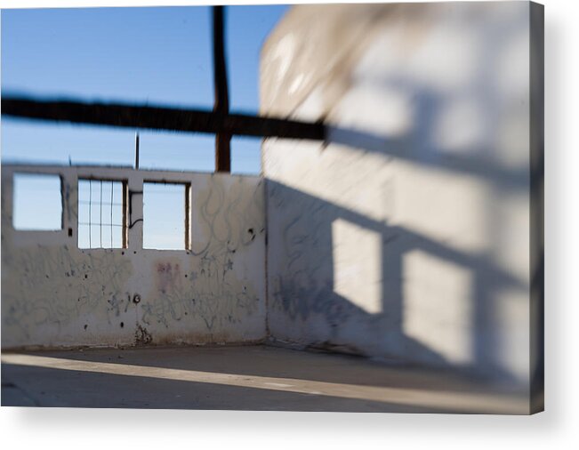 Warehouse Acrylic Print featuring the photograph Loft for Rent Burnt out building or wharehouse by Scott Campbell